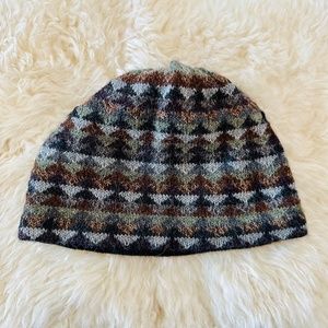SOURCE UNKOWN Unisex Grey Pattern Alpaca Fleece Headband Lined Winter Beanie